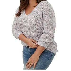 NWOT Torrid Multicolored Speckled V Neck Pullover Chunky Knit Sweater Sz 00 (10)